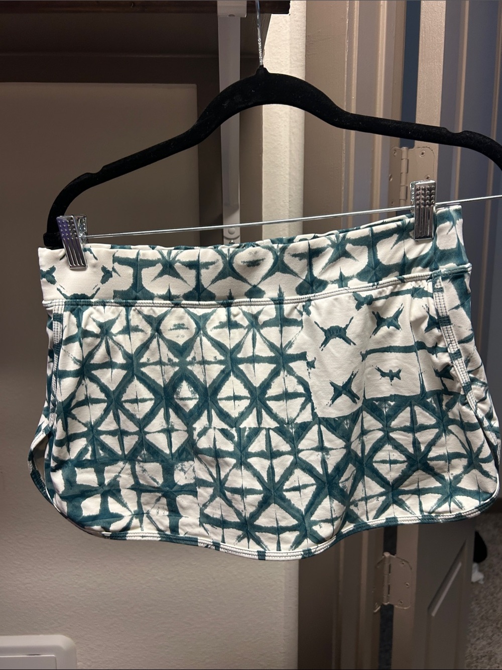 Teal and White Patterned Mini Skort/Swim bottom